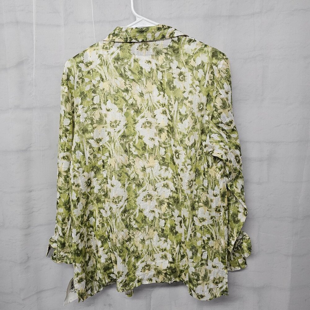 JM Collection Blouse Tank Combo Green Floral Boho Cottage Casual 16 NWT - Picture 4 of 10